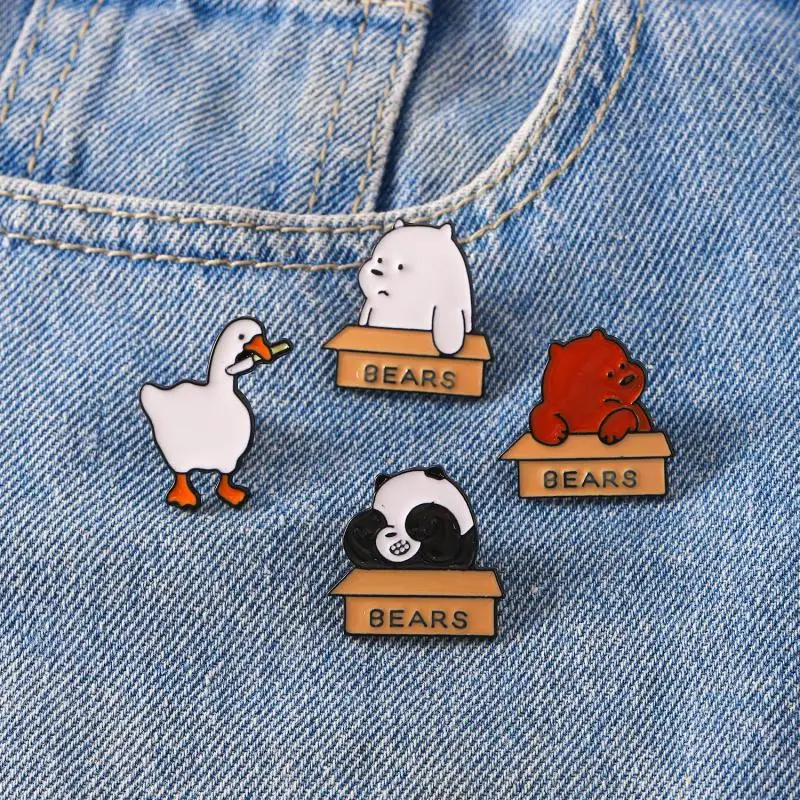 

Cute Cartoon Animal Enamel Brooch Personality Men and Women Clothes Shirt Lapel Grizzly Duck Duck Badge Pin Jewelry