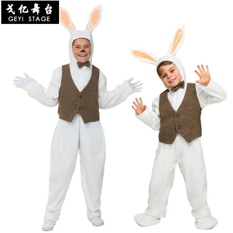 

Easter Cosplay Bunny Costume Gentleman Little White Rabbit Halloween Costume Tie Vest Kid Boys Cute Rabbit Costume
