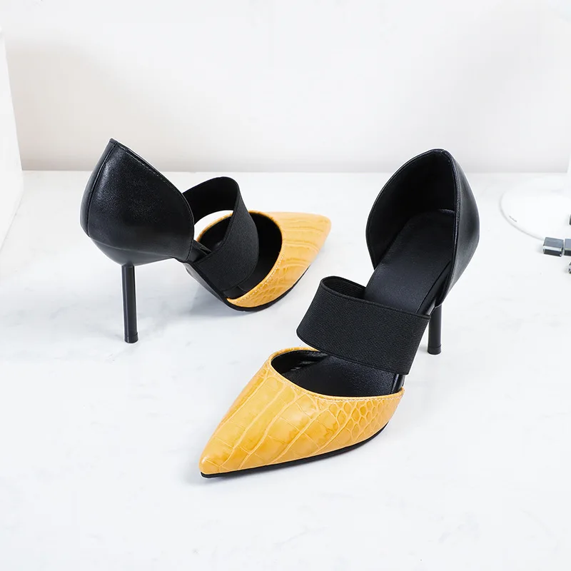 

Spring and summer 2021 new sexy thin heel super high heel pointed size side sandals for women
