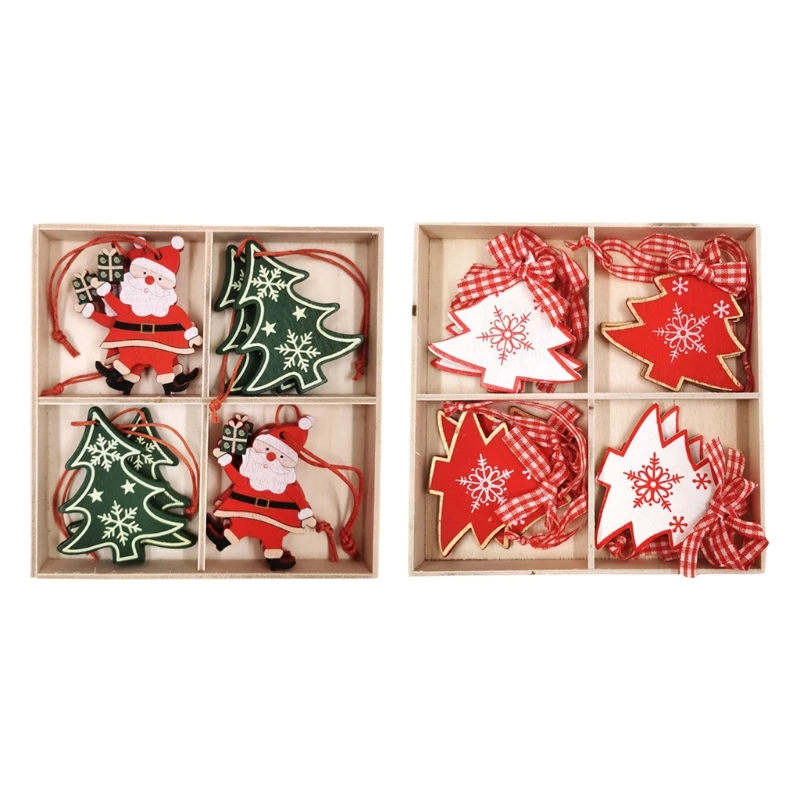 

New 8Pcs/set Christmas Wood Pendants Novelty Gifts for Girlfriend Hanging Adornments