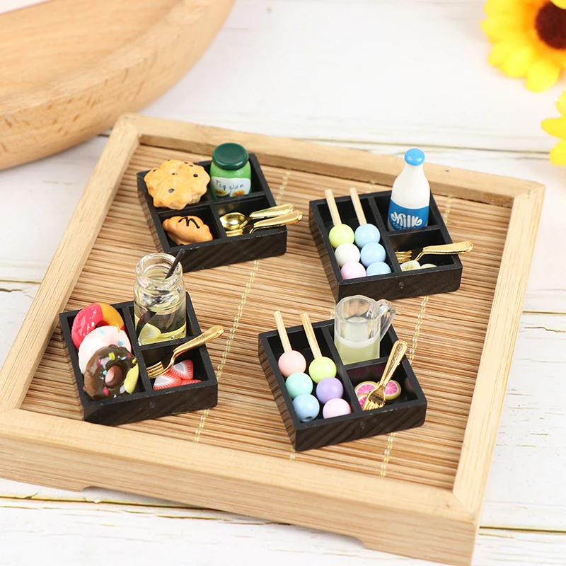 

New 1 Set 1:12 Doll House Miniature Afternoon Tea Milk Drink Model 1:12 Ob11 Life Scene Accessories