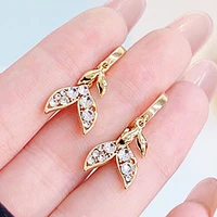 14k real gold plating fishtail earrings temperament inlaid elegant cz ear studs cute charm ins hot for lady luxury jewelry gift