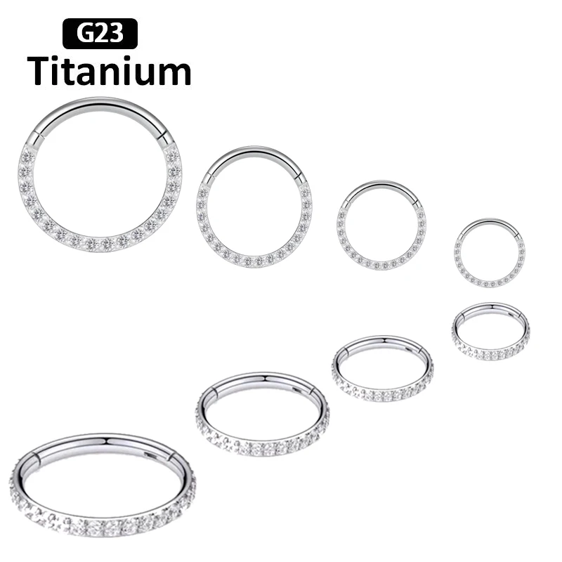 

1PS New G23 Titanium High quality Zircon stone hight Segment Rings Open Small Septum Piercing Nose Earrings body piercing