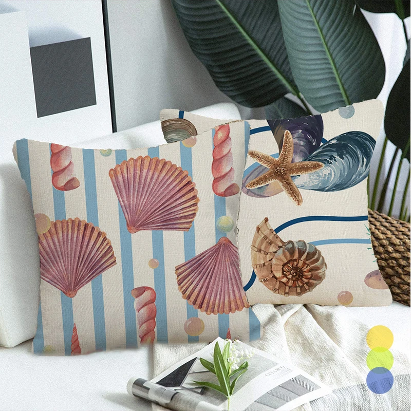 Декоративная наволочка для дивана льняные диванные подушки с морским мотивом