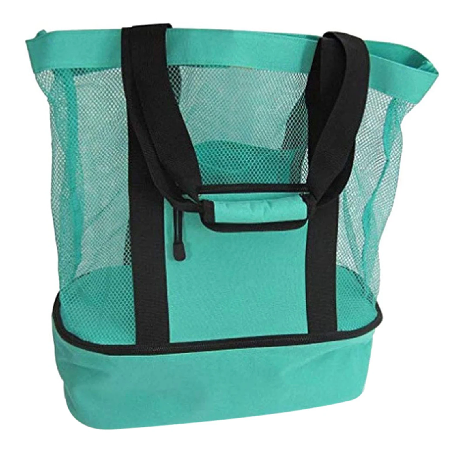 

Hot Ladies Picnic Bag Mesh Refrigerator Compartment Oversized Zipper Closed Beach Tote Bag