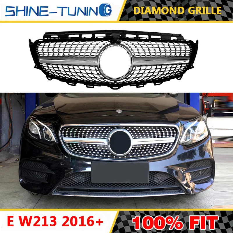 Без эмблемы Алмазная решетка c238 W238 гриль подходит для E Class W213 2016 E43 45 E200 E300 E250 E320 E350