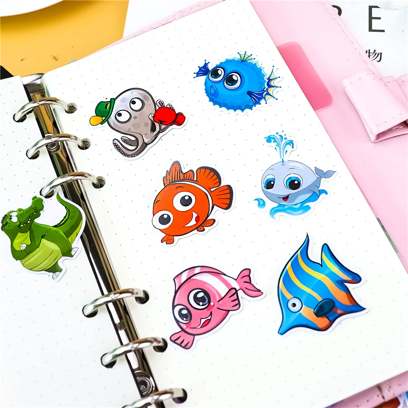 

34pcs Ocean Fish Whale Paper Stickers Homemade Bookkeeping Decals On Laptop / Decorative Scrapbooking / DIY