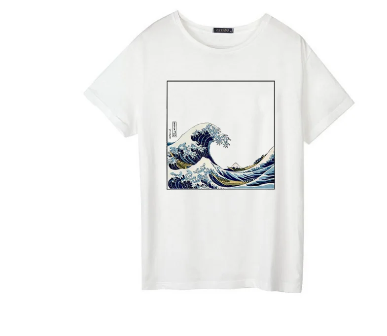 The Great Wave Off Kanagawa Harajuku футболки кавай женская футболка повседневные топы винтажные женские s