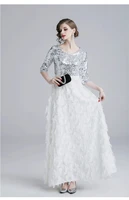 zuoman women elegant sequin dress festa female high quality white wedding party robe femme designer long maxi mesh vestidos