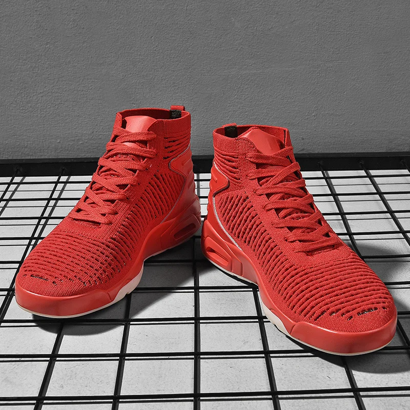 Кроссовки мужские высокие на шнуровке уличная модная удобная обувь для бега