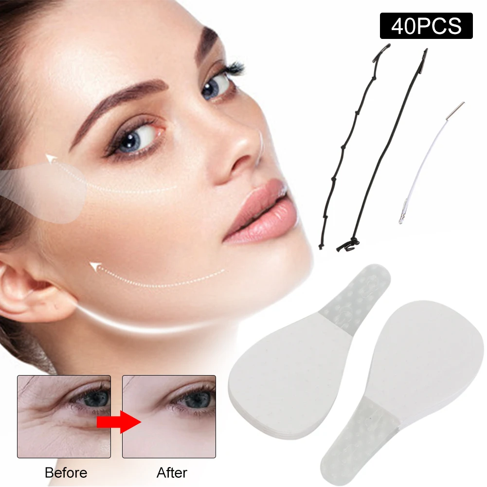 

Facial Beauty 40Pcs Invisible Thin Face Facial Stickers Wrinkle Flabby Skin V-Shape Face Lift Tape Face Lift Tools