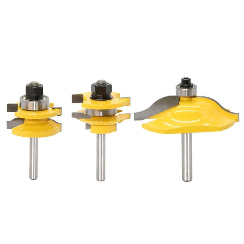 

3pcs 1/4\" Shank Rail Stile Router Bits Raised Panel Cabinet Door Knife Wood Mill 91AD