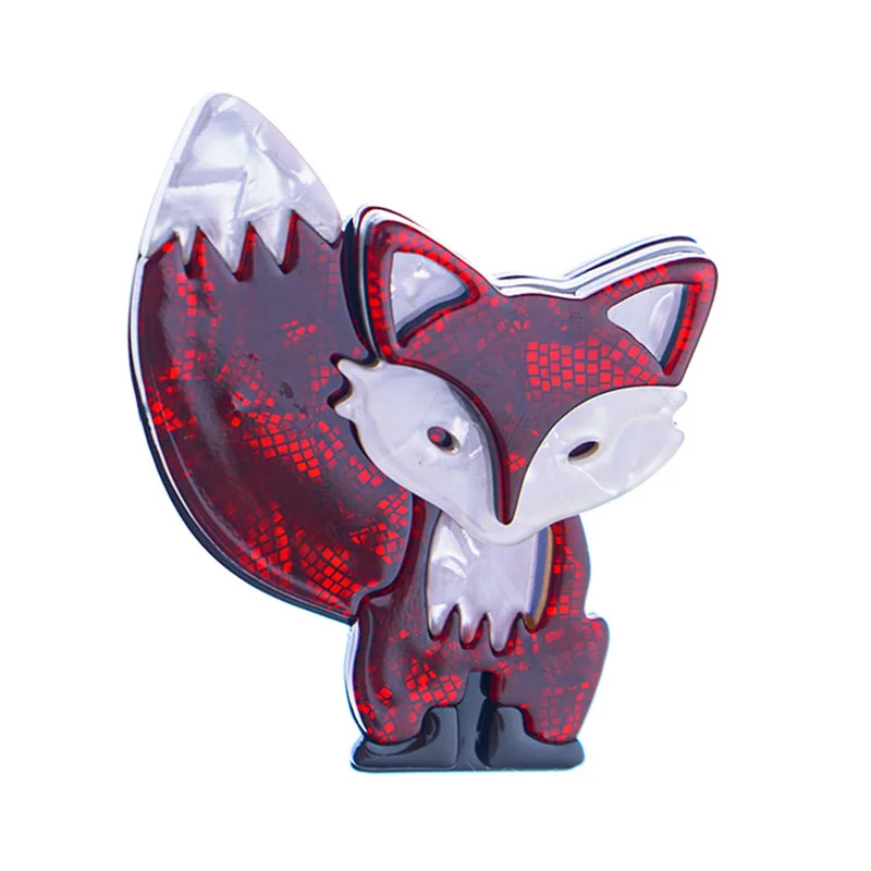 

Fashion Acrylic Cute Red Fox Brooches Pins For Women Kids Lovely Cartoon Cat Animals Brooch Scarf Hat Bag Jewelry Christmas Gift