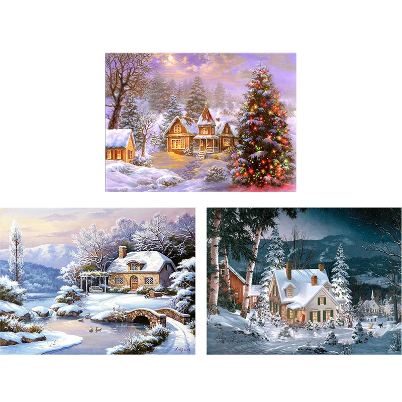 Алмазная 5D картина сделай сам 3 шт./лот зимний сезон алмазная вышивка Снег пейзаж