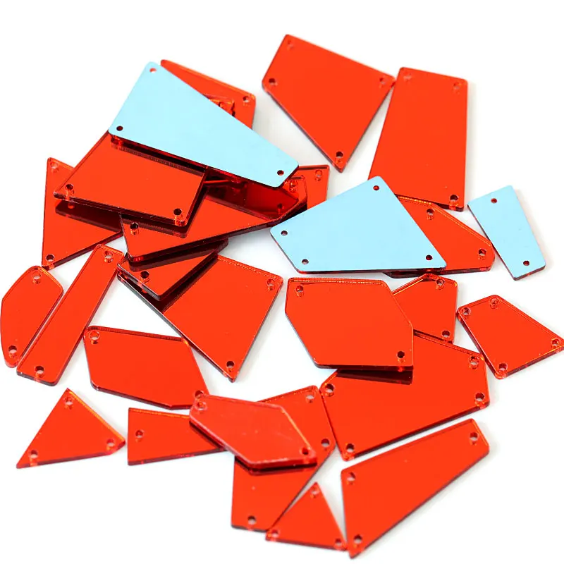 50 шт. красные зеркальные стразы для пришивания акриловые с бриллиантами