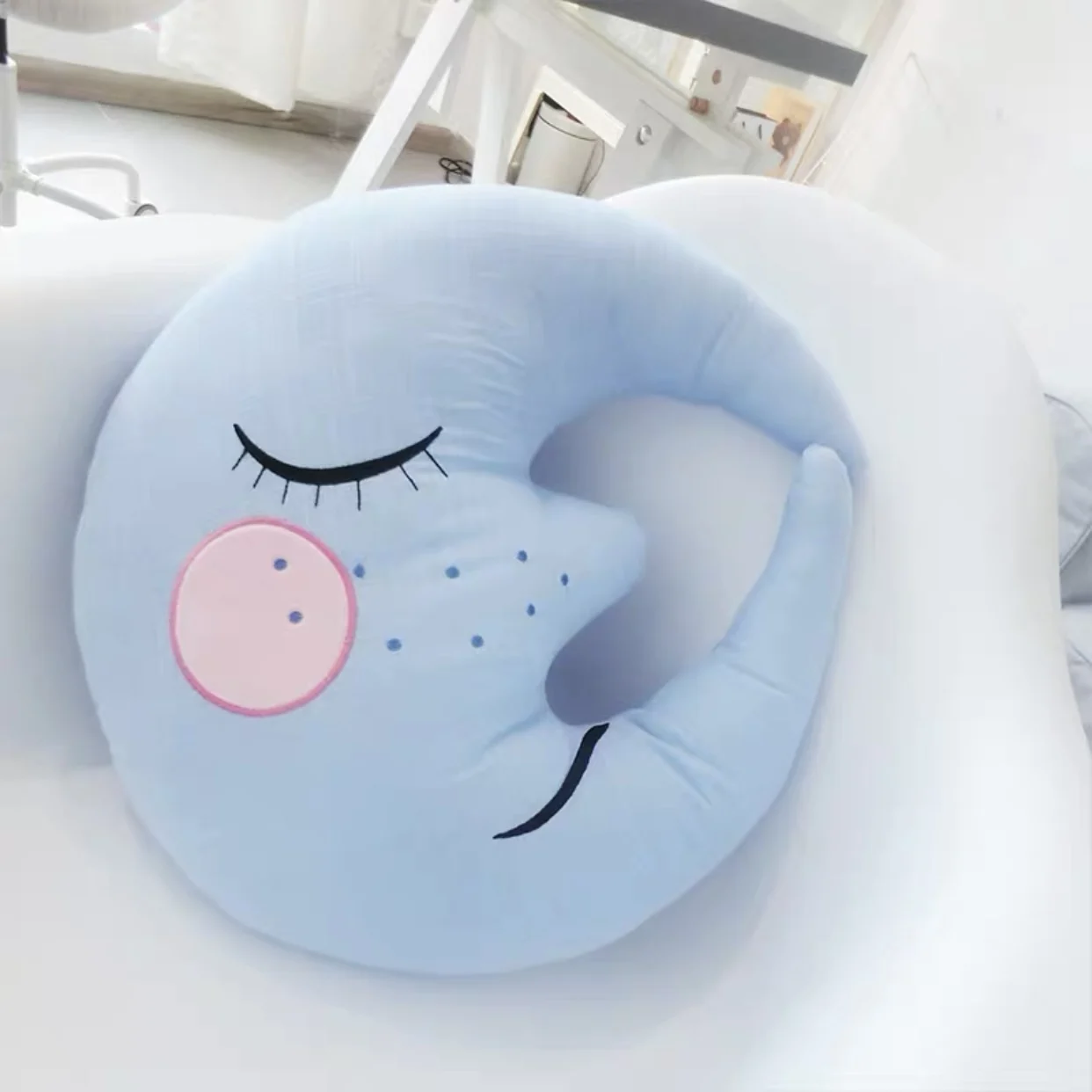 Детская подушка игрушка с изображением луны и звезд из хлопка льна съемный INS