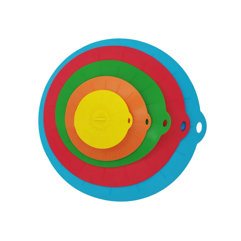 

5 Sizes/lot Kitchen Food Silicone Cover Cap Waterless Airlock Fermentation Lid With Suction Effect Reusable Lids Fresh Cover