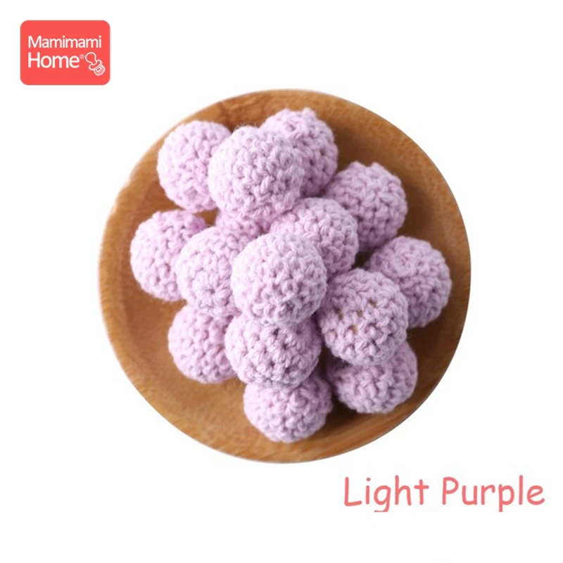 Light Purple 10 шт. 20 мм набор для вязания крючком Прорезыватель для зубов сделай сам для Кормления Шприц ожерелье деревянные пустые вязаные бусины Детские товары игрушки - Цвет: Light Purple