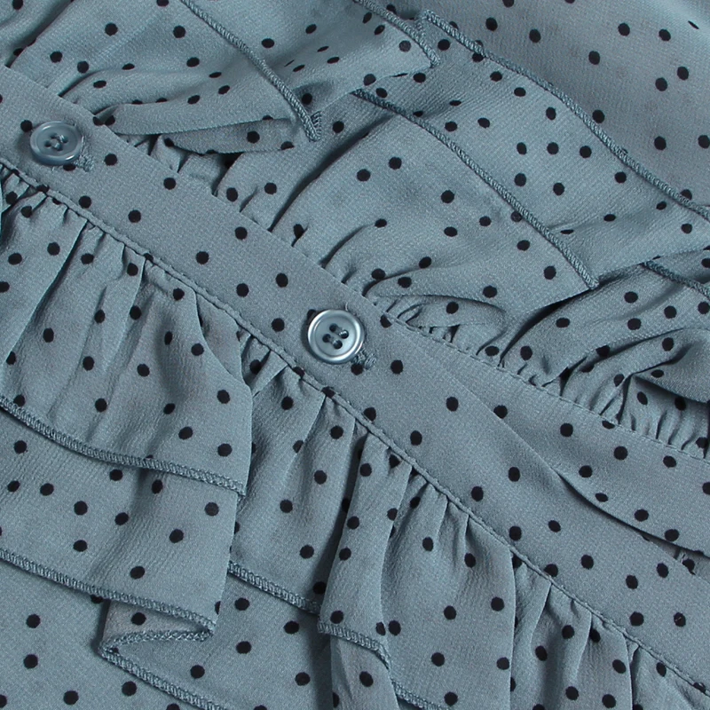 Женская блузка CHICEVER в горошек со стоячим воротником и рукавами-фонариками на