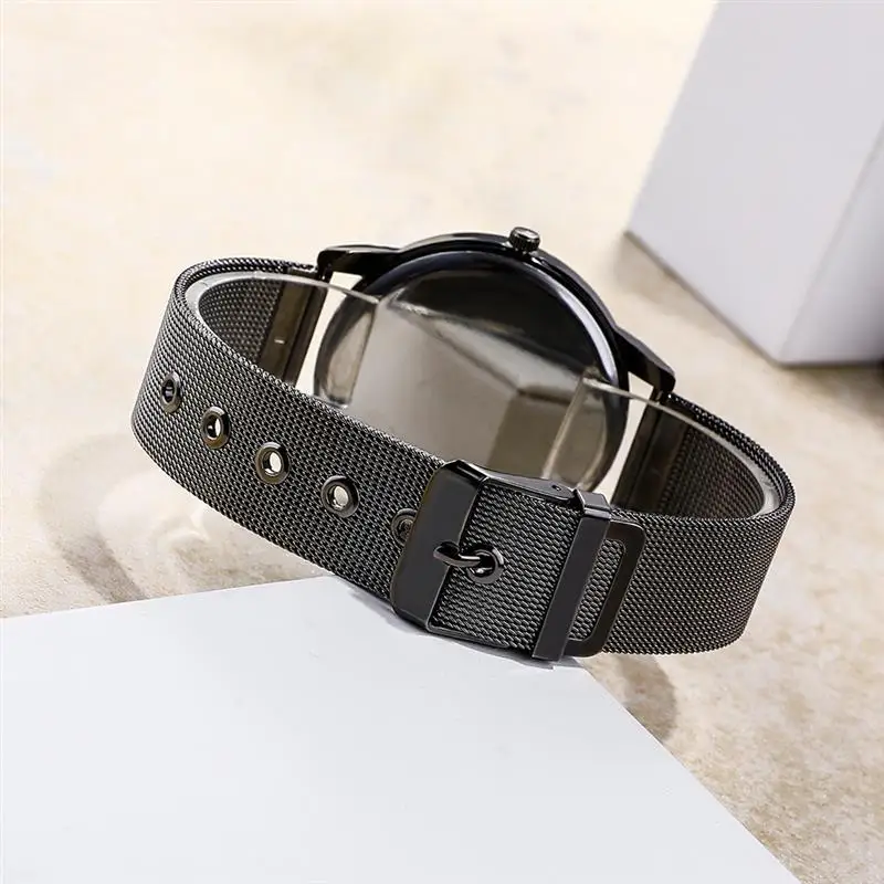 2019 женские черные часы с сетчатым ремешком из нержавеющей стали наручные