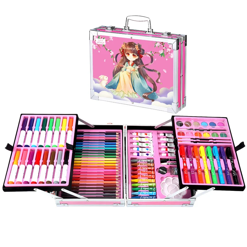 Artist Art Set Painting Watercolor Drawing Tools Art Marker Brush Pen Supplies Kids For Aluminum Gift Box Office Stationery