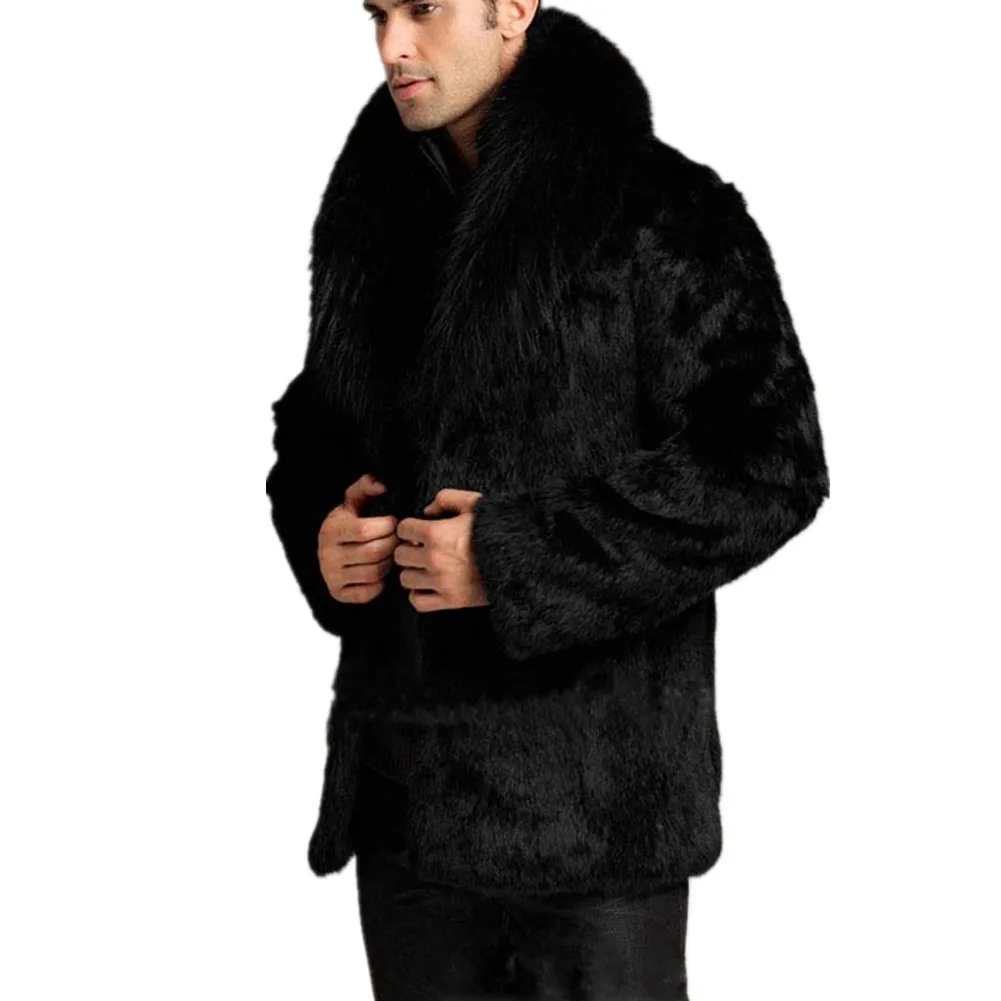 Мужская зимняя куртка из искусственного меха с длинным рукавом и