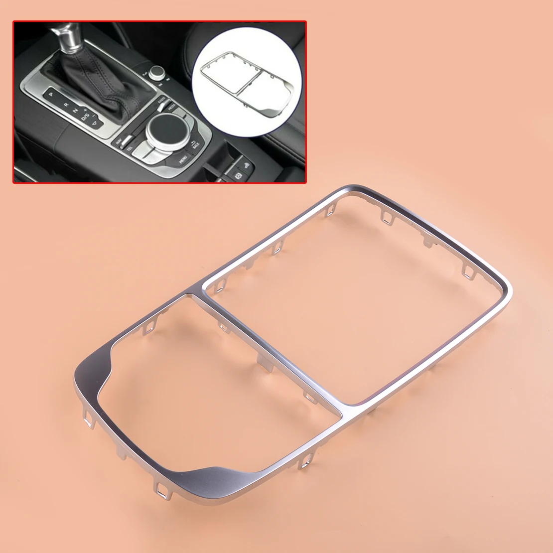 

8V0864260A 3Q7 8V0864260B3Q7 Chrome Front MMI Center Console Surround Cover Trim Frame Fit for AUDI A3 S3 RS3 2016 2017
