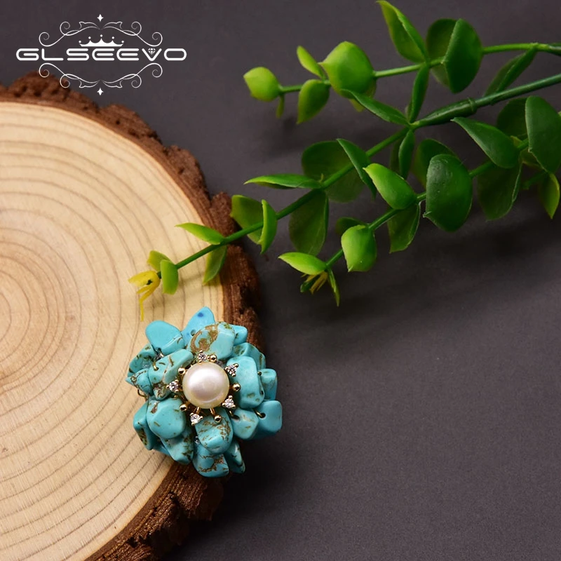 

GLSEEVO Natural Freshwater Baroque Pearl Brooch Women's Memorial Day Wedding Gifts Flowers Luxury Jewelry Accessories GO0367