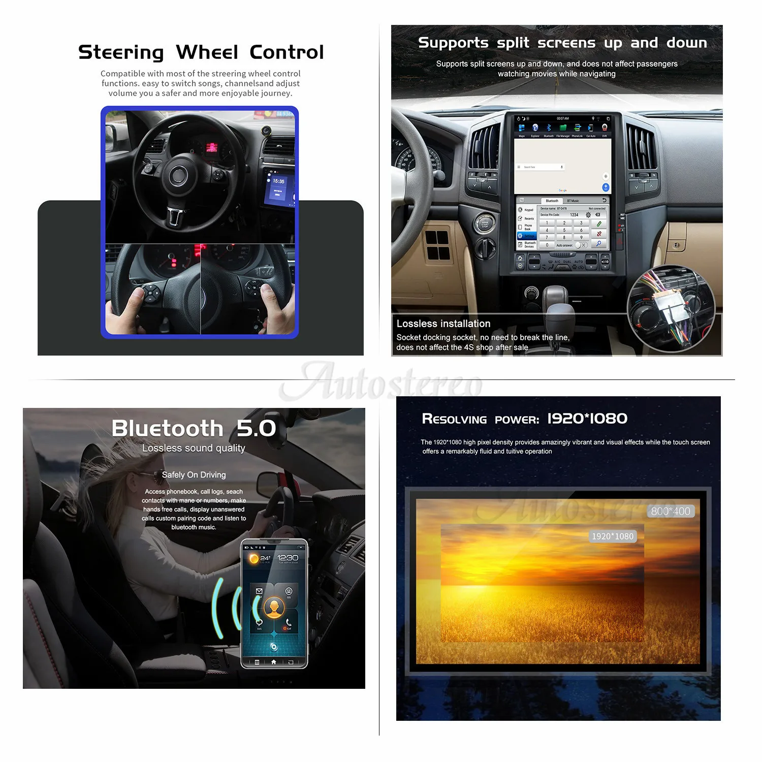 Aotsr Tesla 16“ Vertical screen Android 8.1 Car DVD Multimedia player GPS Navigation For Toyota Land Cruiser LC 200 2008