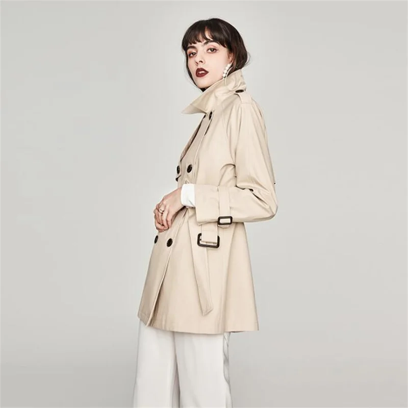 Women's short trench coats mid-length windbreaker new style korean spring and autumn пальто женское осень beige fashion spring