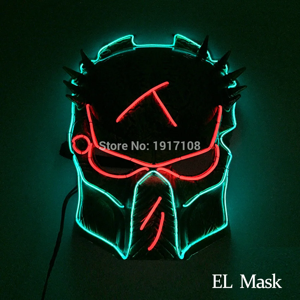 mask 29 Лидер продаж EL Wire светящаяся маска Nenon светильник костюм маска светодиодный Вечерние Маски для страшной тематики косплей маска украшение - Цвет: mask 29