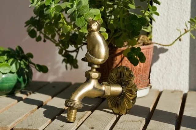 18 outdoor garden faucet animal shape Bibcock antique brass Fat cat tap for washing mop/Garden watering Animal faucet - Цвет: 18