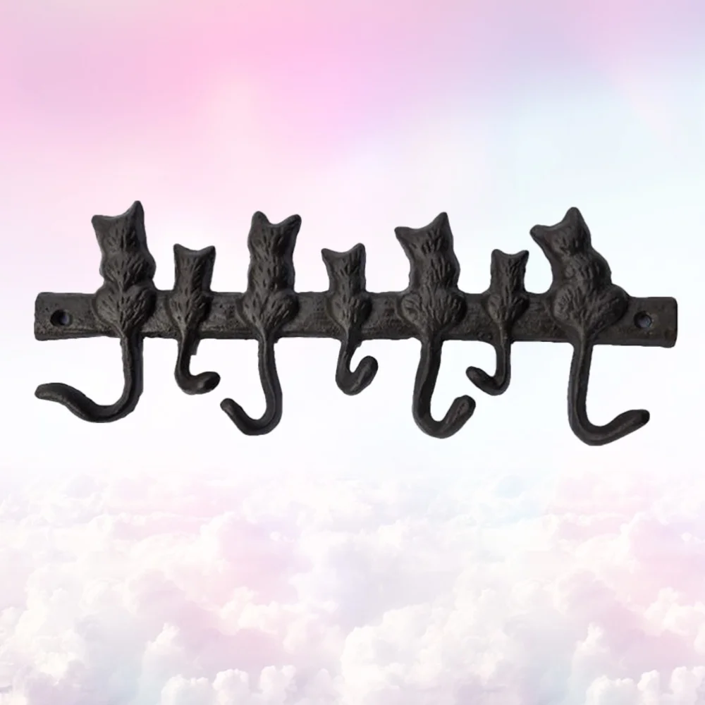 

Cat Shape Hook Cast Iron CAT Hook Pastoral European Style Retro Wall Coat Cap Hook (Black)