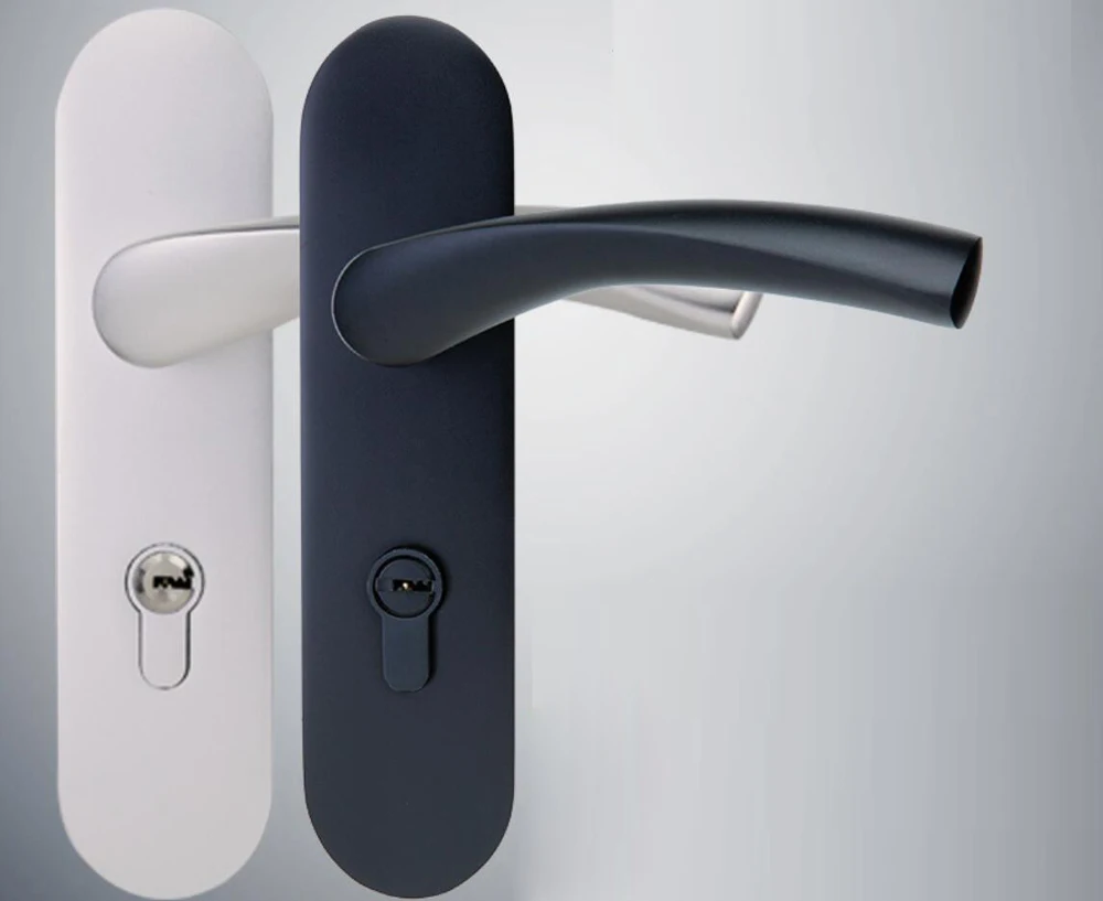 

Mute Black Door Handles Lock for Interior Modern Bedroom Doors with Latch Lock Cylinder