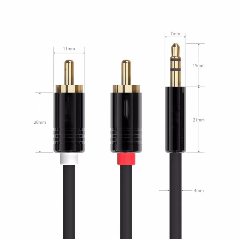 Джек 3 5 мм до 2 RCA o кабель разветвитель AUX стерео со штыревыми соединителями на