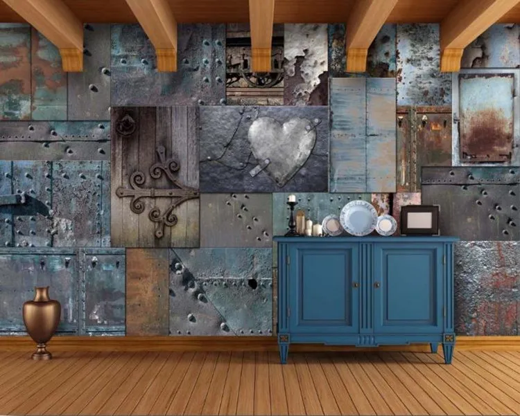 Пользовательские обои в стиле ретро ржавый жестяной фон настенная живопись