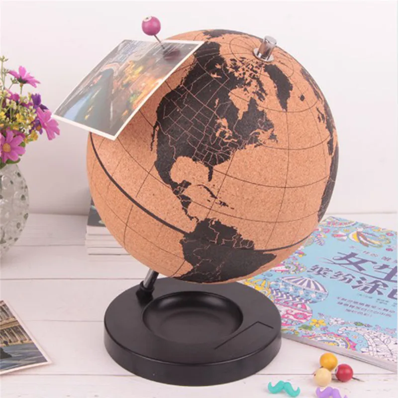 Пробка Деревянный теллурий мраморные карты Globes украшения дома офиса карта мира