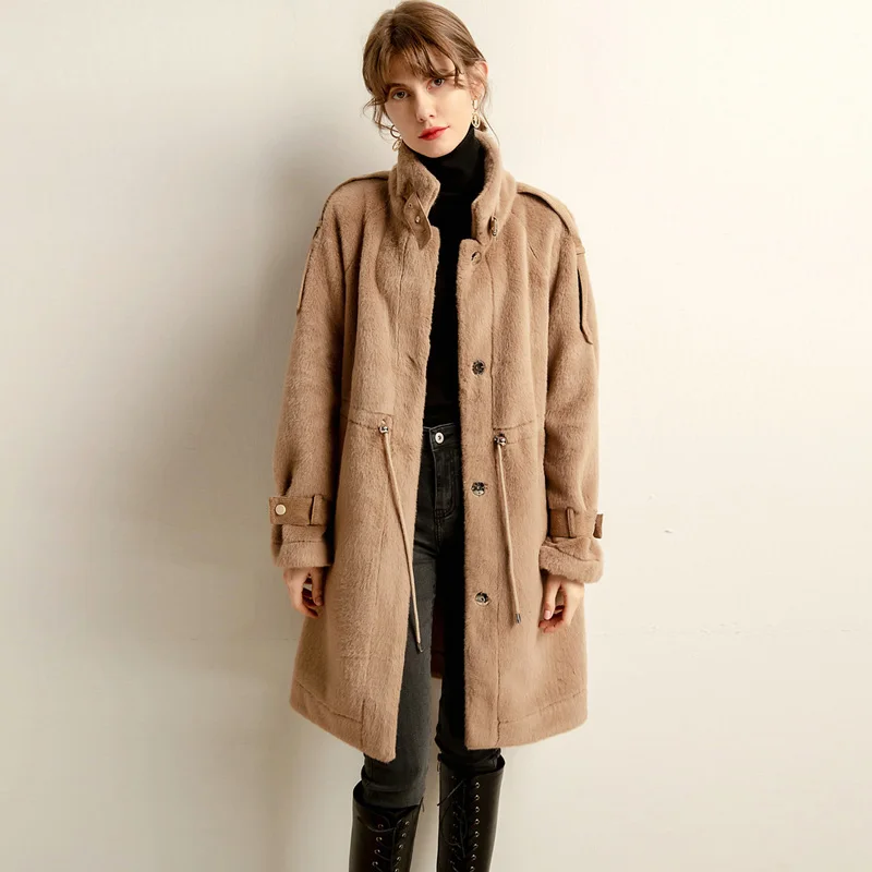 Женская зимняя меховая куртка модная плюшевая теплая Дамская норковая толстая