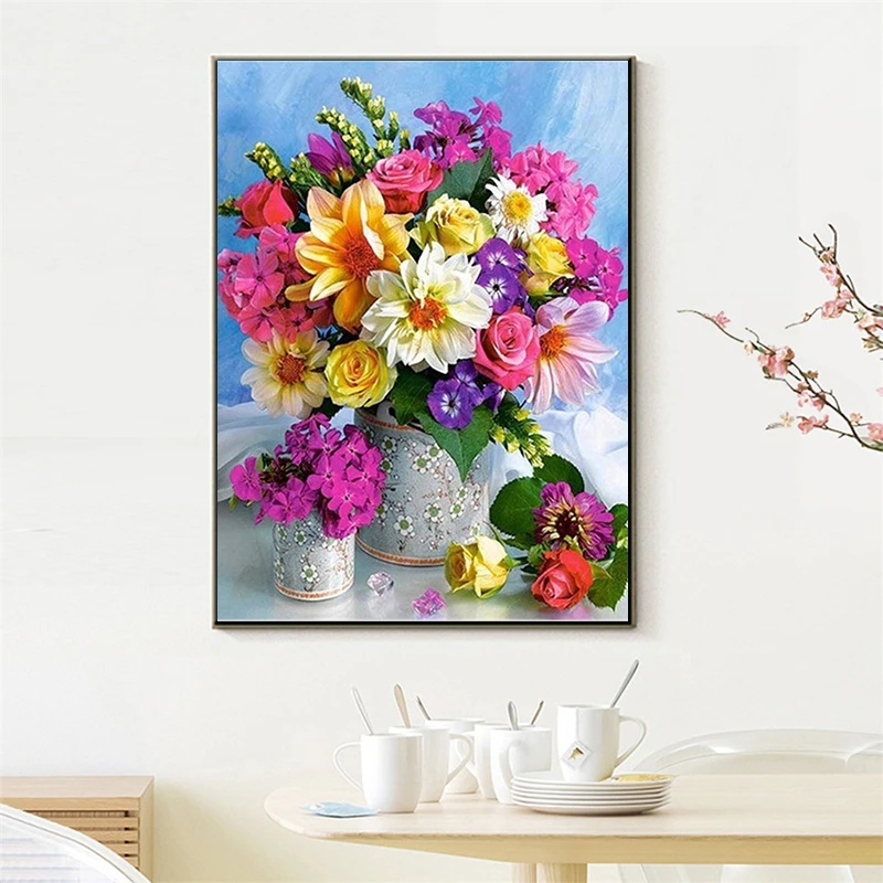 Картина-Мозаика из страз с цветочной вазой 5D | Дом и сад