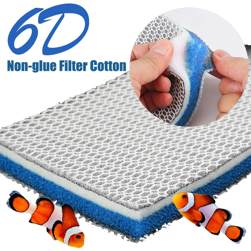 

6D 6Layers Aquarium Filter Sponge No Glue Foam Biochemical Cotton Fish Tank Filtration Accessories