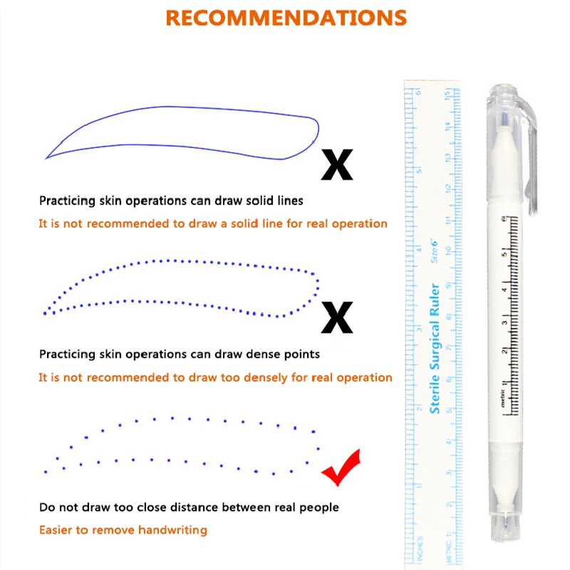 Тату-маркер для бровей и кожи полуперманентный тату-маркер ручка с измерительной