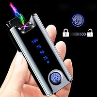 true fingerprint arc lighter creative personality windproof usb convenient charging cigarette lighter smoking accessories