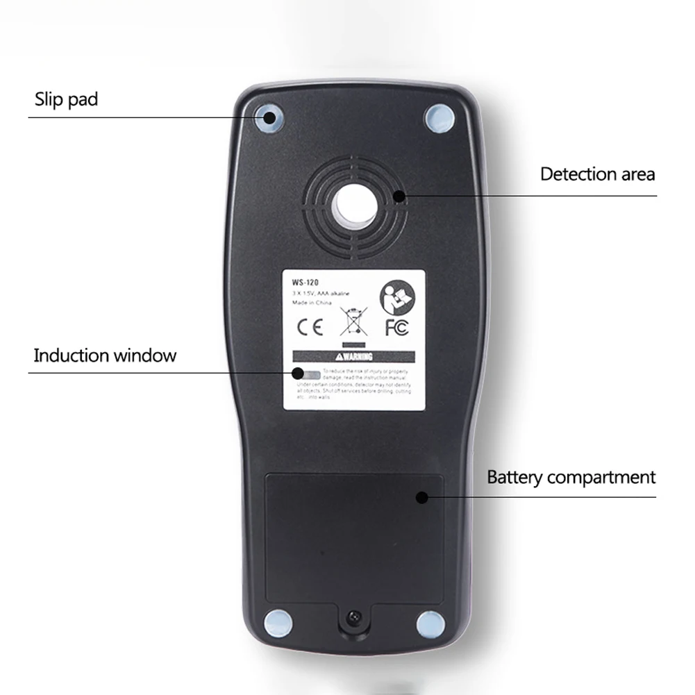 

WS120 Handheld Wall Detector Scanner Wall Metal Wood Cable Wire Finder Stud PVC Pipe Finder Scanner Wall Scanner LED Tester