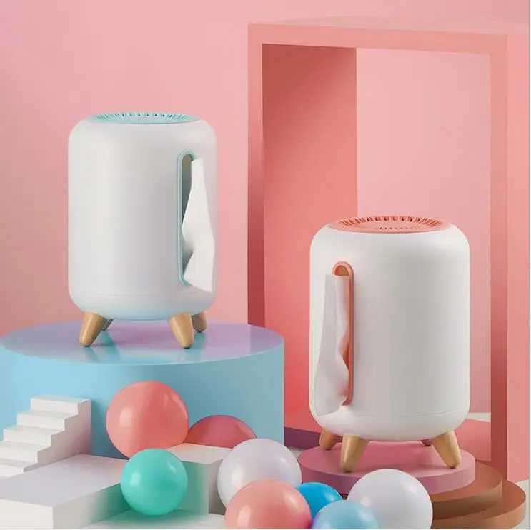 Креативная коробка для салфеток цилиндрической формы с бамбуковым древесным