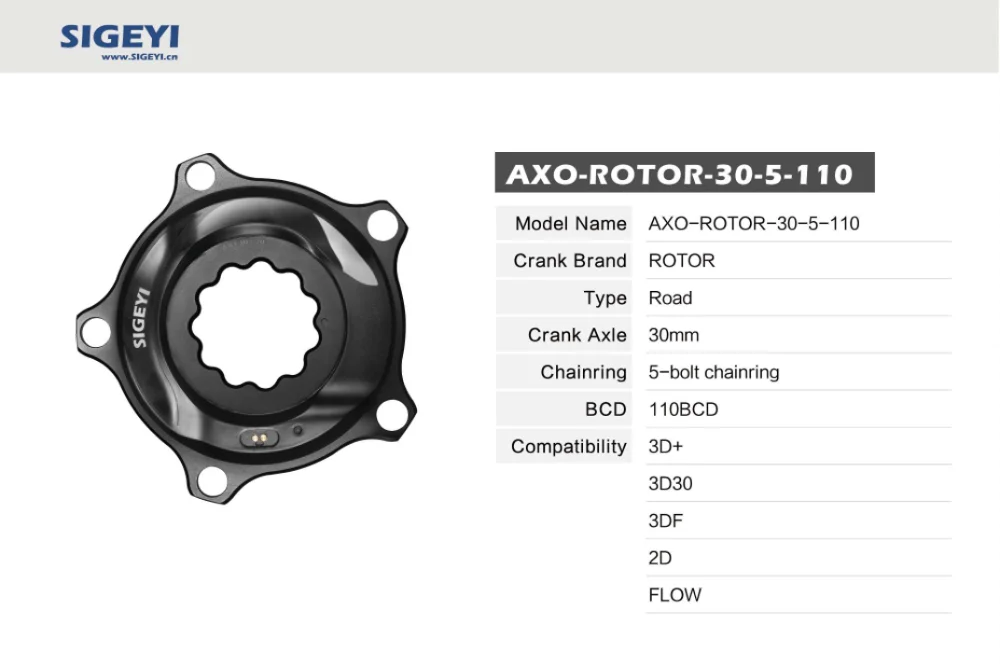 Road Bike Power Meter SIGEYI Bicycle Spider Cadence Rotor Crankset 5 bolt Chainring 30mm Crank Axle 110BCD 3D+3D30 3DF Flow | Спорт и