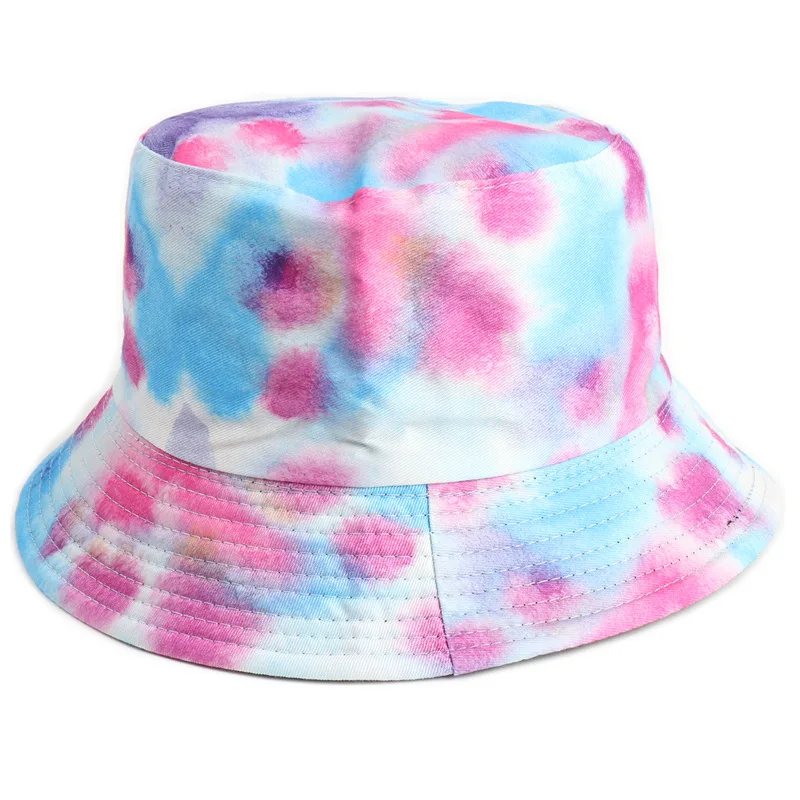 

European and American Tie-dye Color Double-sided 3D Printing Bucket Hat for Men and Women Outdoor Sun Visor