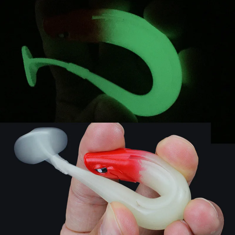 

5PCS Rainbow Soft Bait 12cm/10g Artificial Soft Lures Baits Fishing Lure Artificial Worm Lures Alien Eyes Glow Groove Back