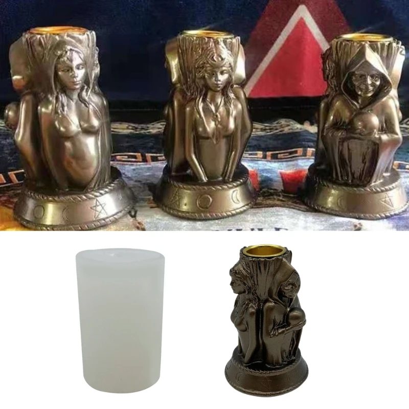 

1 Pc Witch Goddess Candle Holder Epoxy Resin Mold Concrete Plaster Casting Silicone Mould DIY Crafts Home Decorations Mold