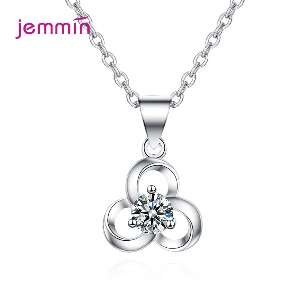 

Hot 925 Silver Flower Necklaces Pendants with White AAAA+ Cubic Zirconia Women Wedding Engagemnet Jewelry Birthday Gift