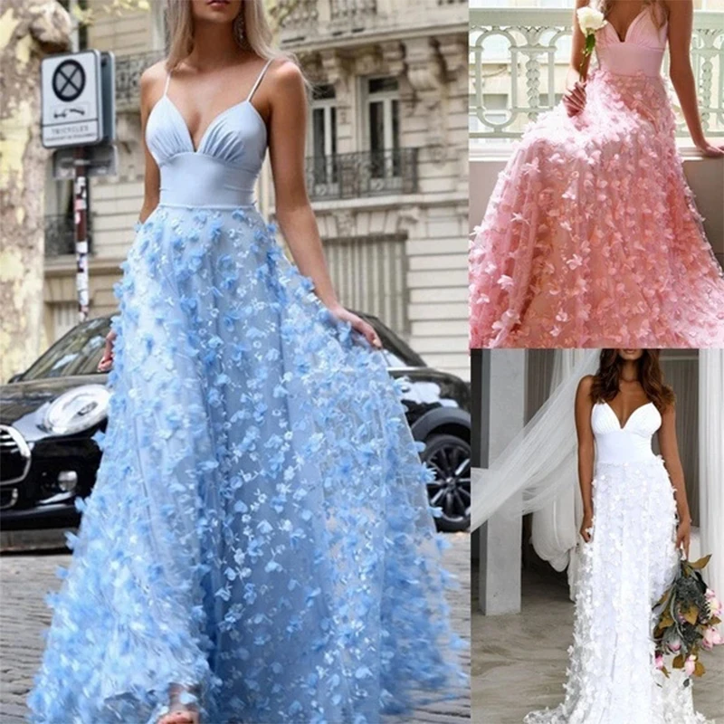 

2021 Women's High Waist Long Skirt Sexy V-neck Suspender Dress Dress New A-line Dress